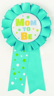Mom to be blue ribbon Badge