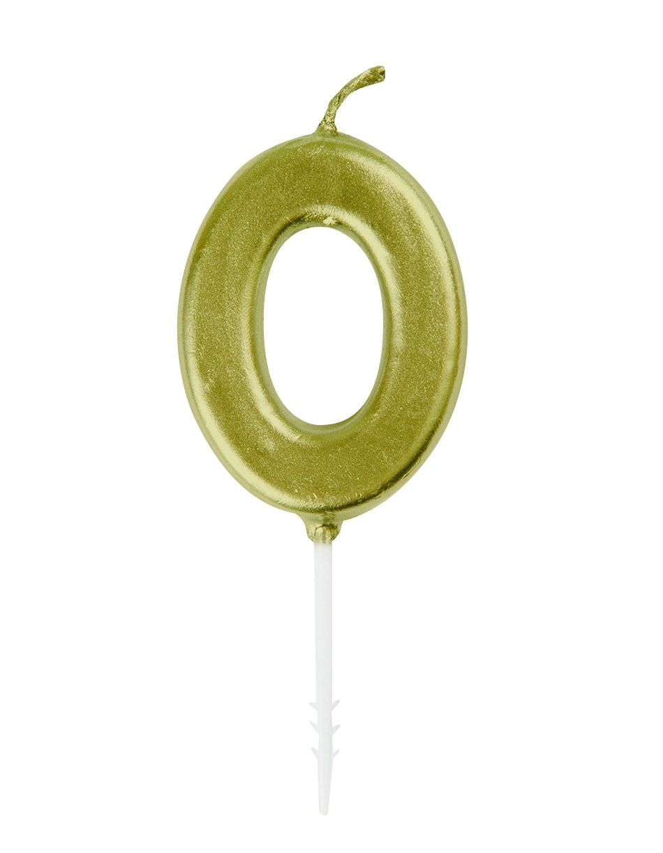 Mini Gold Number 0 Pick Birthday Candle