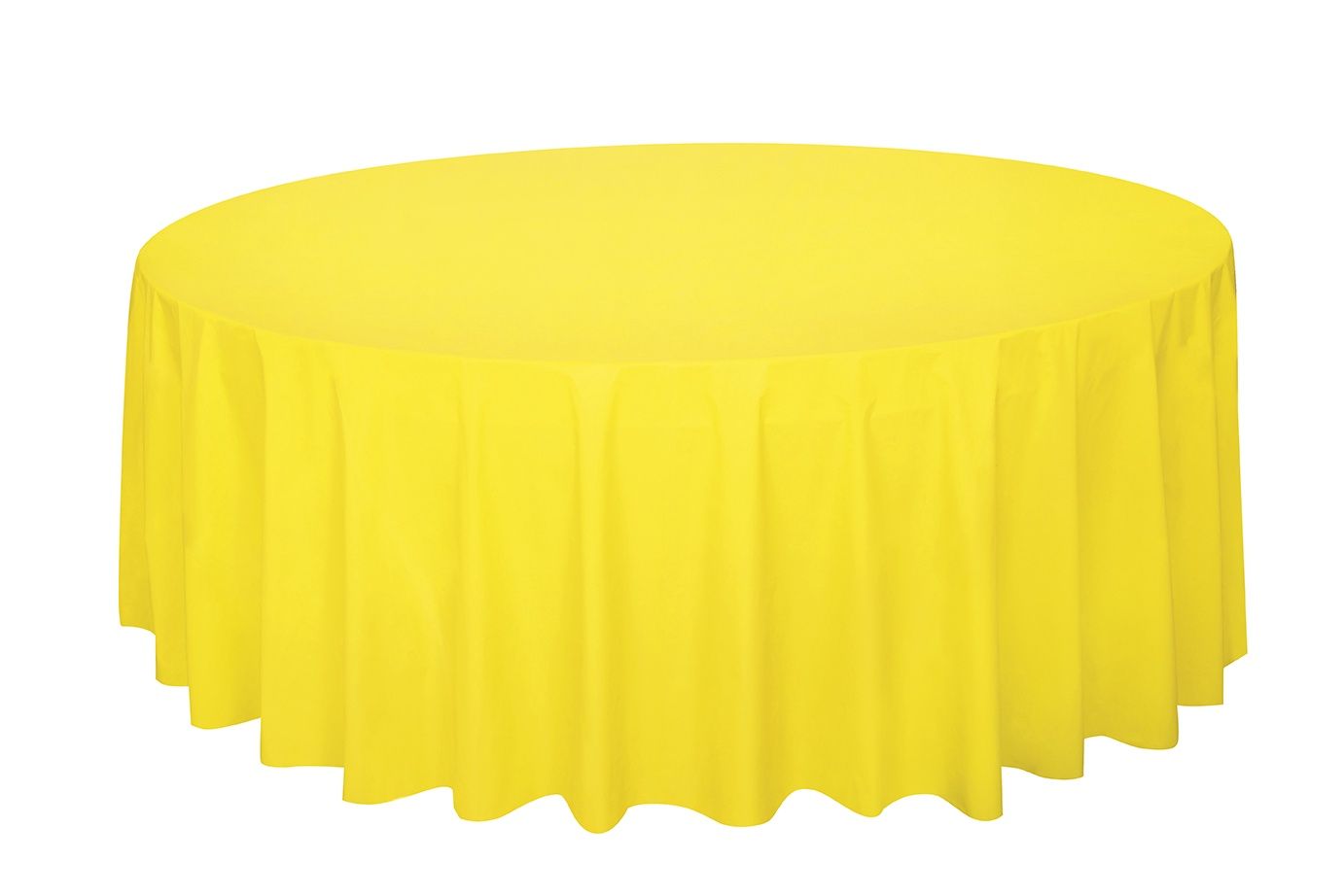84&quot; Plastic Round Tablecover (Neon Yellow)