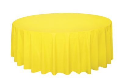 84&quot; Plastic Round Tablecover (Neon Yellow)