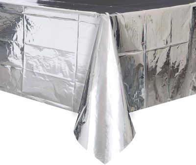 54&quot;x108&quot; Rectangular Tablecover (Shiny Silver)