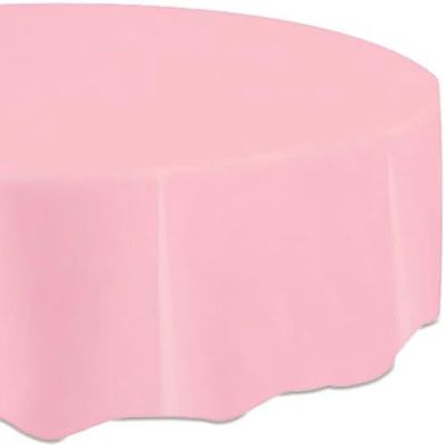 84&quot; Plastic Round Tablecover (Lovely Pink)