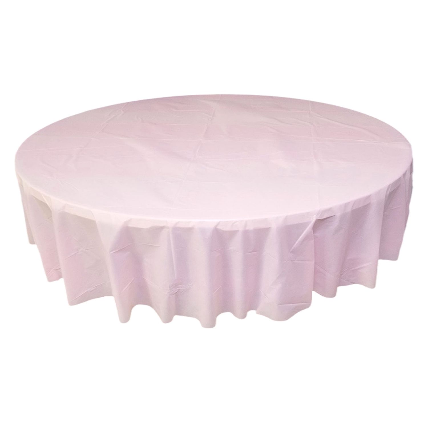 84&quot; Plastic Round Tablecover (Pastel Pink)