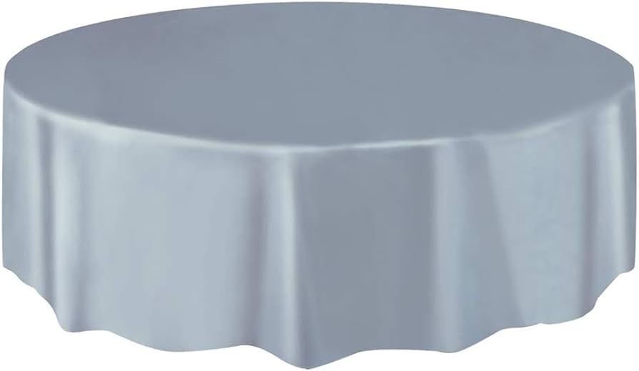 84&quot; Plastic Round Tablecover (Silver)