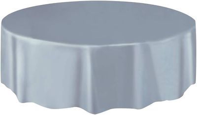 84&quot; Plastic Round Tablecover (Silver)