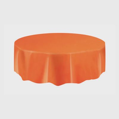 84&quot; Plastic Round Tablecover (Pumpkin Orange)