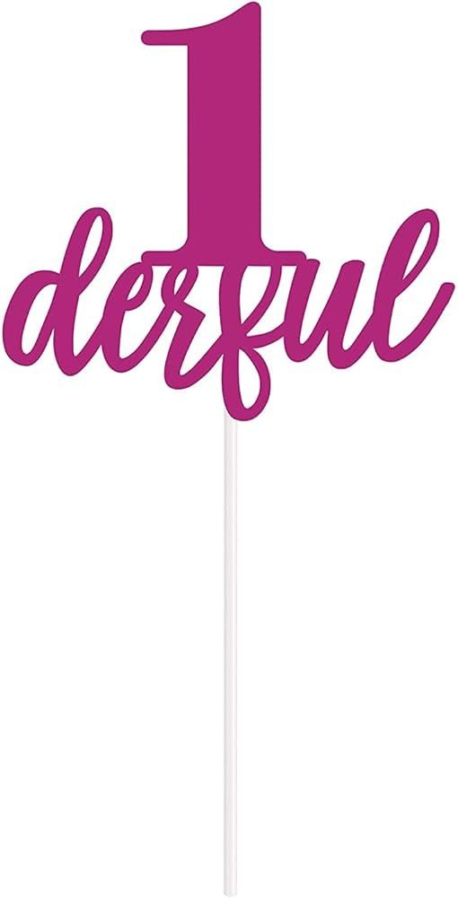 1derful 1st Birthday  Cake Topper Pick Candle (Pink)
