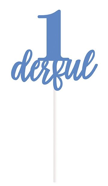 1derful 1st Birthday  Cake Topper Pick Candle (Blue)