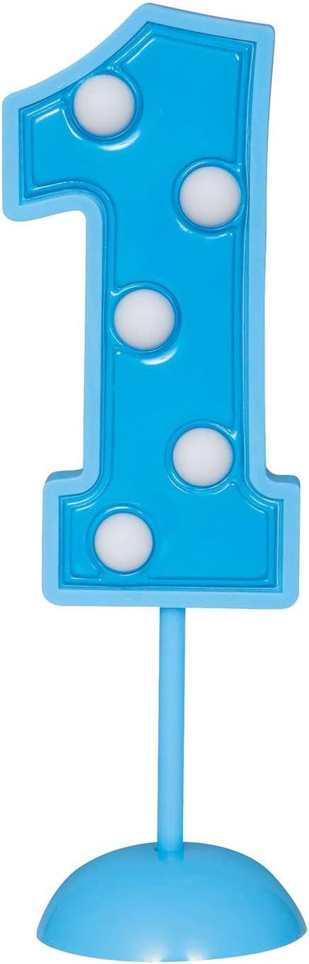 Blue Flashing Number 1 Cake Topper Candle