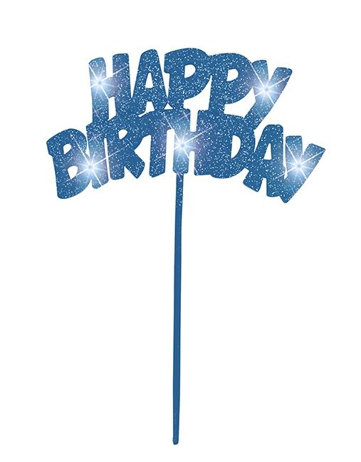 Happy Birthday Blue Flashing Decoration Candle