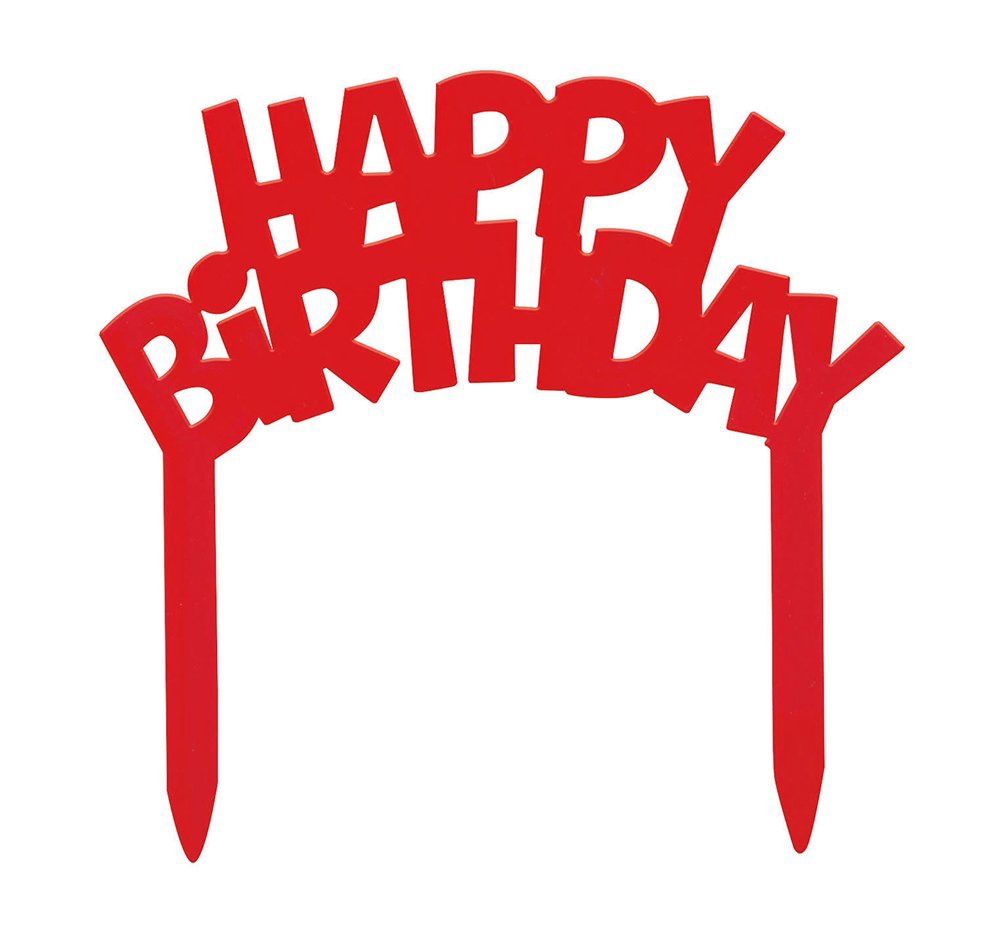 Happy Birthday Cake Topper Red Candle