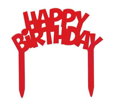 Happy Birthday Cake Topper Red Candle