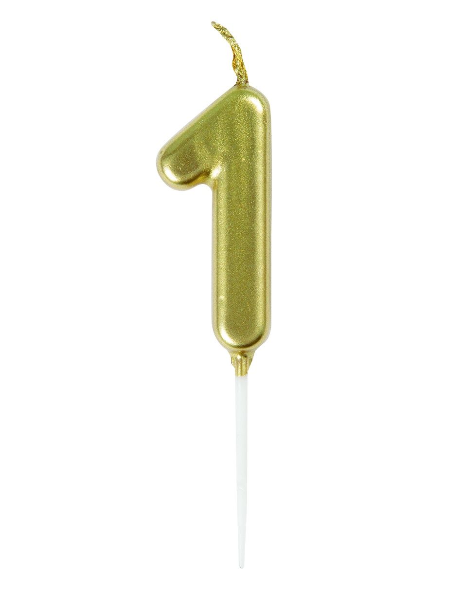 Mini Gold Number 1 Pick Birthday Candle