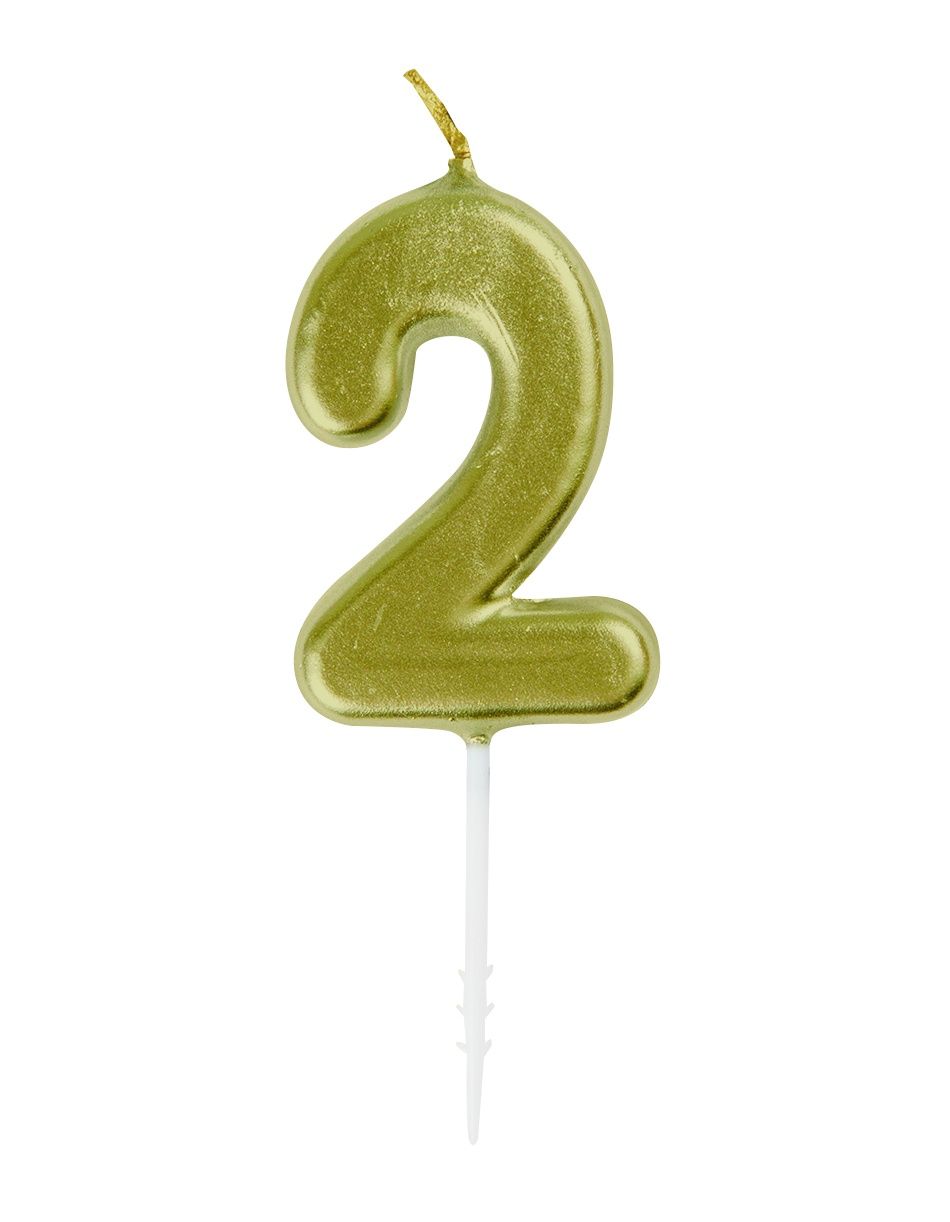 Mini Gold Number 2 Pick Birthday Candle