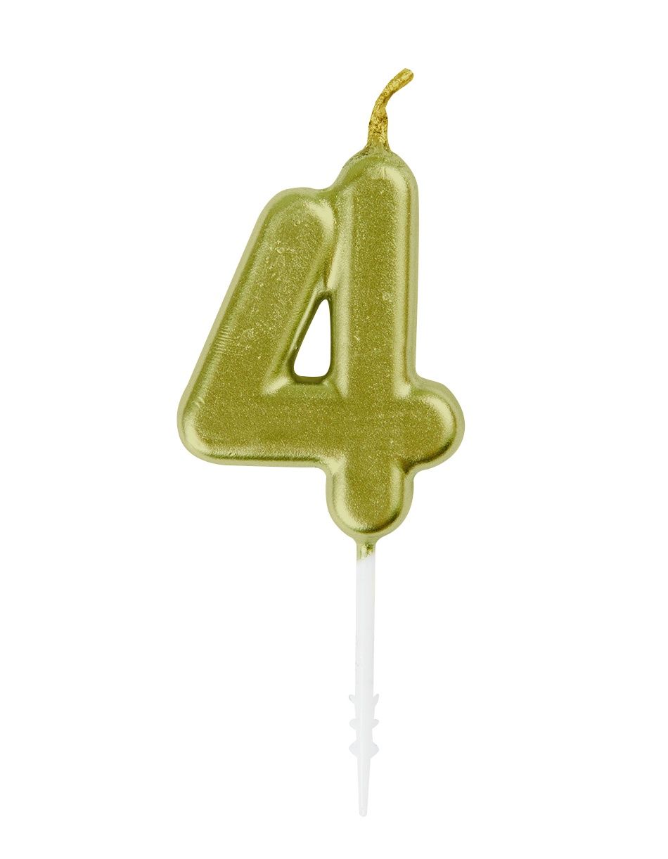 Mini Gold Number 4 Pick Birthday Candle