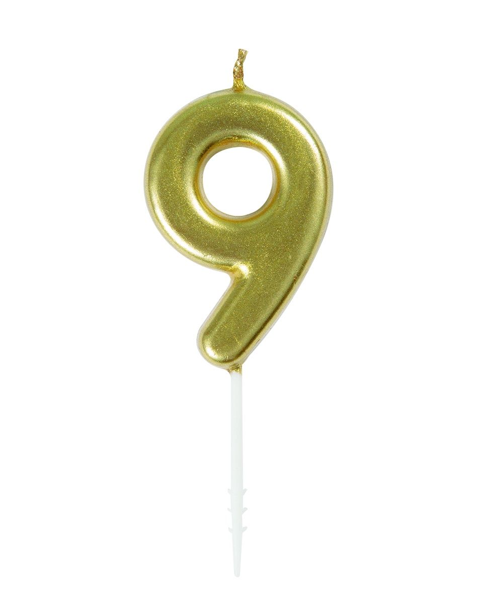 Mini Gold Number 9 Pick Birthday Candle