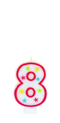 Numeral Glitter Candle 8