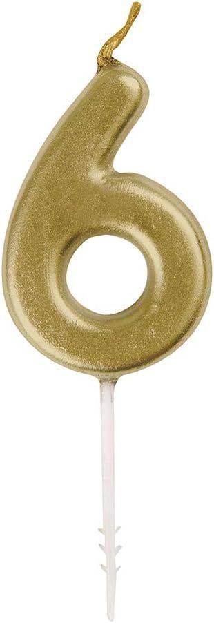 Mini Gold Number 6 Pick Birthday Candle