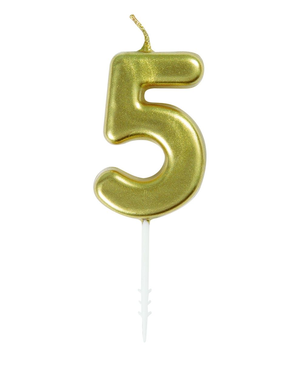 Mini Gold Number 5 Pick Birthday Candle