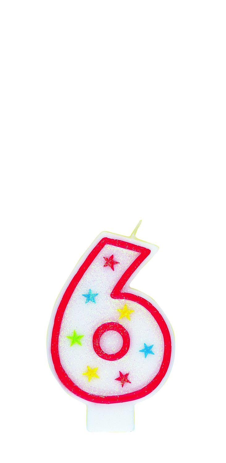 Numeral Glitter Candle 6