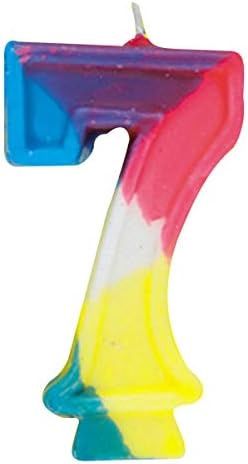 Rainbow Numeral 7 Birthday Candle
