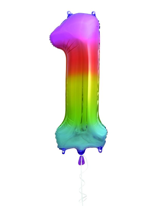 34&quot; #1 Rainbow Balloon (Helium)