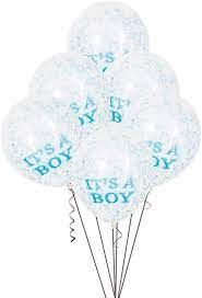 6pcs 12&quot; It&#39;s a Boy Blue Confetti Balloons (Helium)