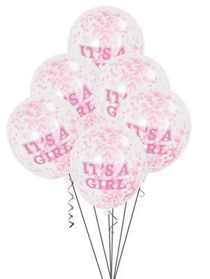 6pcs 12&quot; It&#39;s a Girl Confetti Balloons (Helium)