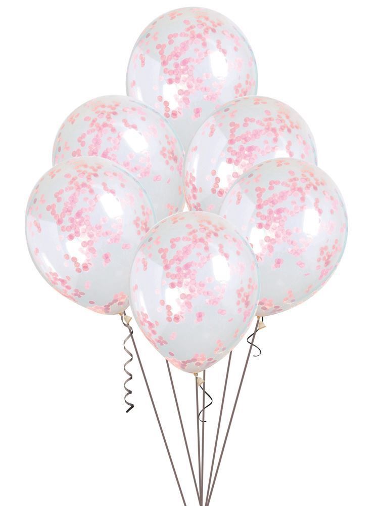6pcs 12&quot; Lovely Pink Confetti Balloons