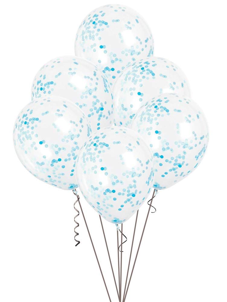 6pcs 12&quot; Powder Blue Confetti Balloons