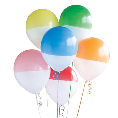 6pcs 12&quot; Rainbow Two-Tone Dipped Clear Assorted Balloons