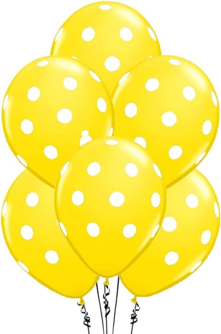 6pcs 12&quot; Yellow Polka Dot Balloons (Helium)