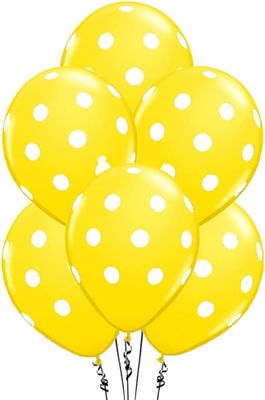 6pcs 12&quot; Yellow Polka Dot Balloons (Helium)