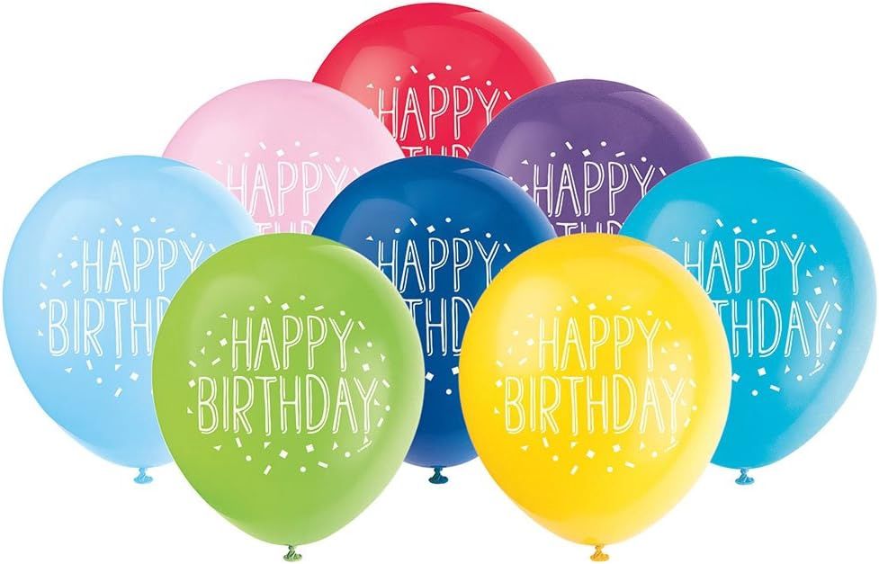 8pcs 12&quot; Fun Happy Birthday Balloons (Helium)