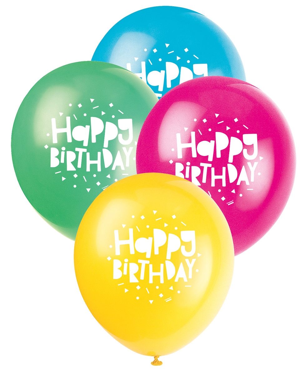 8pcs 12&quot; Happy Birthday Colorful Balloons (Helium)
