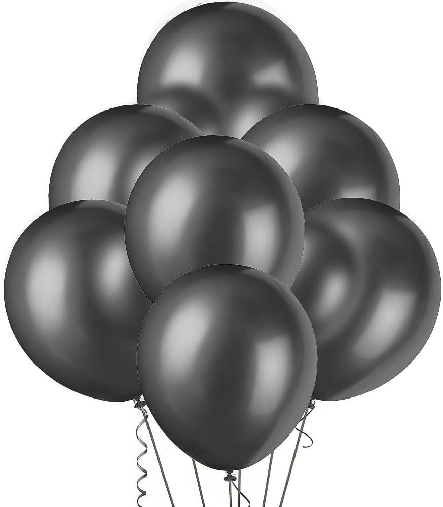 8pcs 12&quot; Pearlized Shadow Black Balloons (Helium)