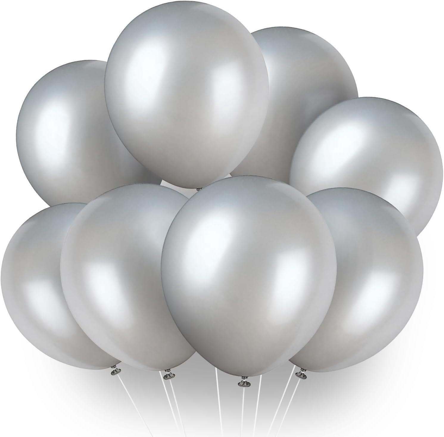 8pcs 12&quot; Pearlized Silver Balloons (Helium)