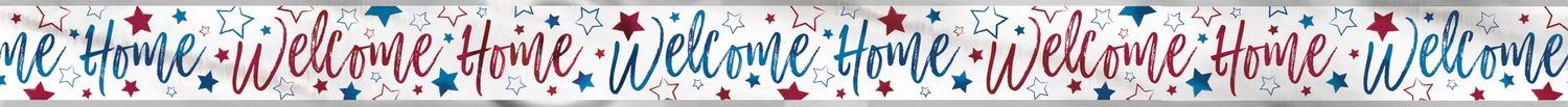 Red, White, Blue Welcome Home Banner Foil Banner 12 ft.
