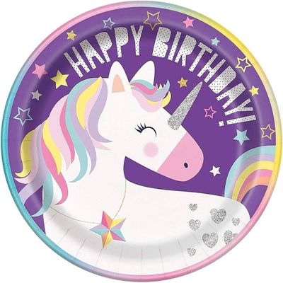 8pcs Unicorn 9&quot; Plates
