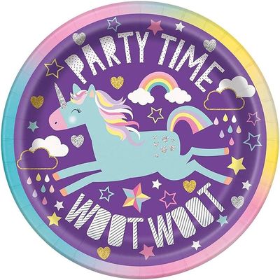 8pcs Unicorn 7&quot; Plates