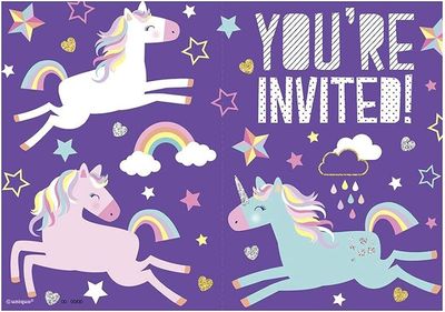 8  Invitations Unicorn