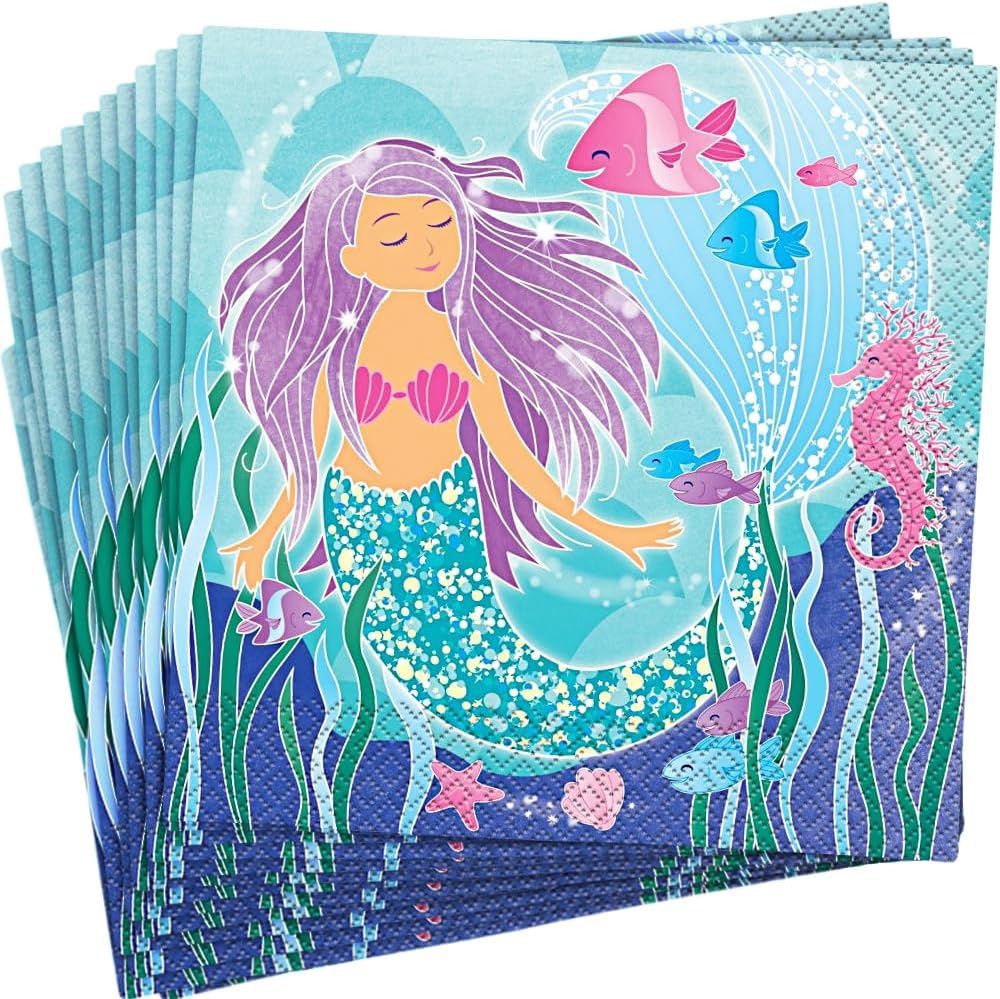 16  Mermaid Tail Luncheon Napkins