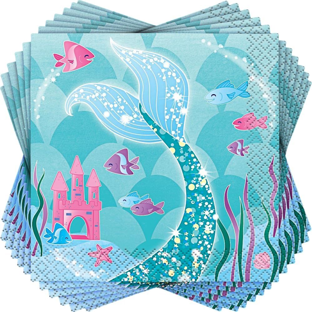16  Mermaid Tail Beverage Napkins