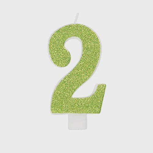 Glitter Numeral 2 Candle