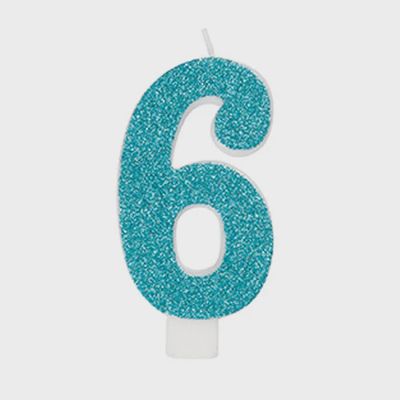 Glitter Numeral 6 Candle
