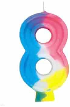Rainbow Numeral 8 Birthday Candle