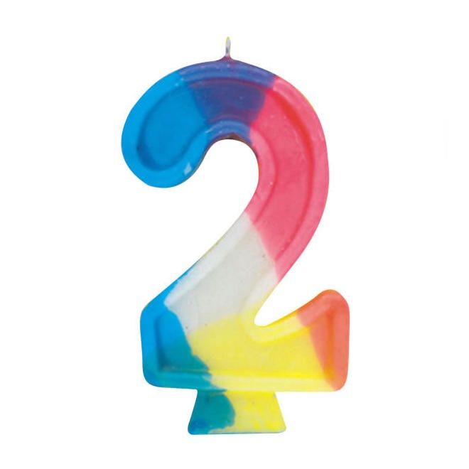 Rainbow Numeral 2 Birthday Candle