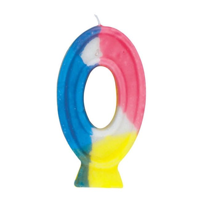 Rainbow Numeral 0 Birthday Candle