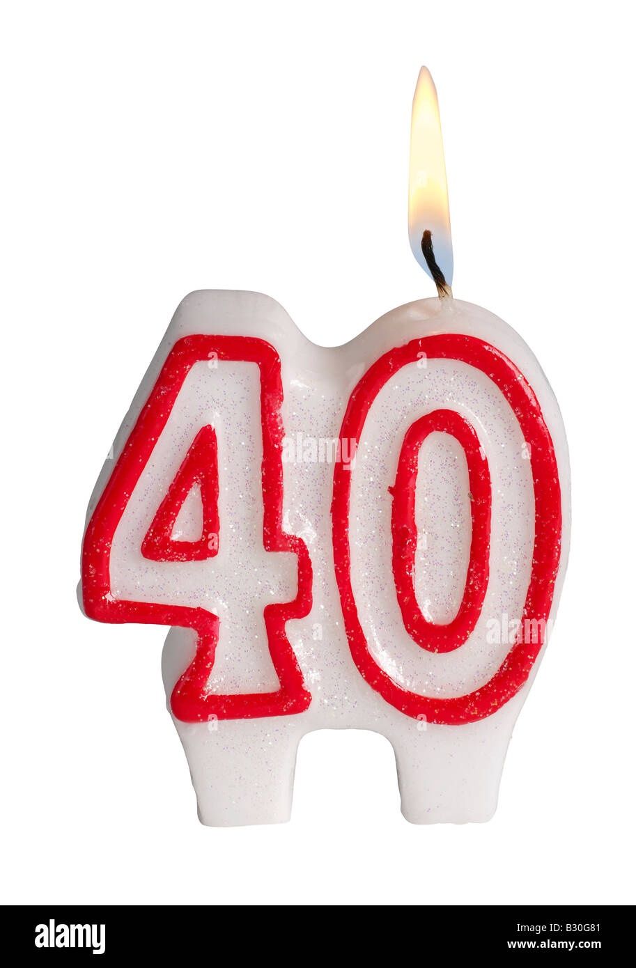 #40 Glitter Red Birthday Candle