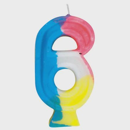 Rainbow Numeral 6 Birthday Candle